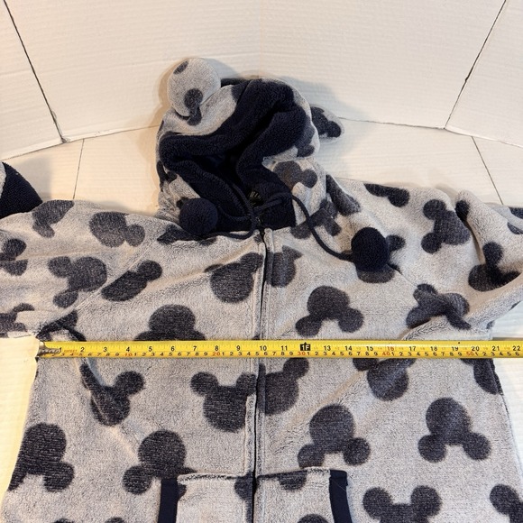 Disney Mickey Mouse Adult L One Piece Pajamas Hooded Fleece Zip Jumpsuit Blue - Picture 8 of 14
